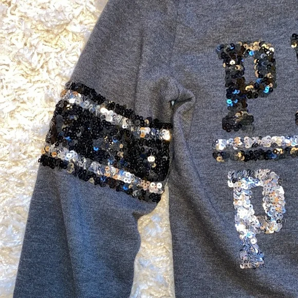 Victoria’s Secret PINK Gray Sequin Bling Hoodie. - Picture 5 of 10